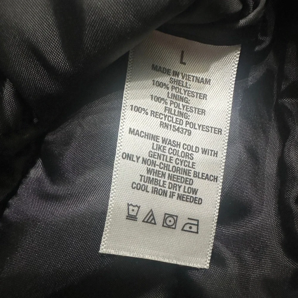 Aeropostale Remixed Down Puffer Vest Mens‎ Large Black Recycled Fill Full Zip
